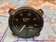 Edo Aire Aircraft Cockpit RPM Tachometer Indicator Gauge Dial Clock.