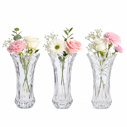 Clear heavy glass flower vase - clear,