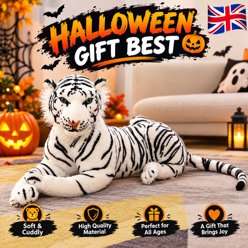 Large white tiger - plush, cuddly