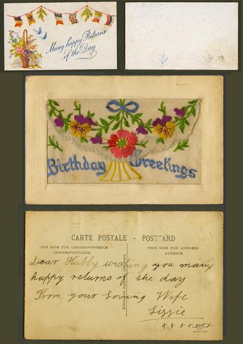 Ww1 silk embroidered old - embroidered,