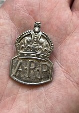 Genuine Hallmarked Silver WWII ARP ( Air Raid Precautions )  Button Badge