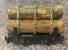 Mamod / MSS Railway Flat Bed Log Wagon, 3 Wooden Logs & 3 Safety Chains, 0 Gauge