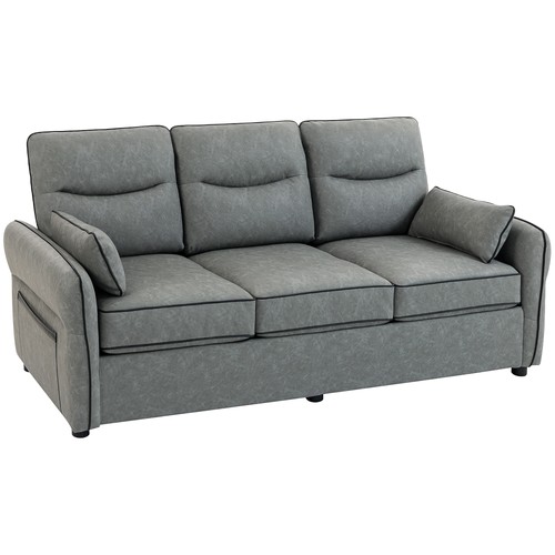 Homcom seater sofa faux - homcom, 3