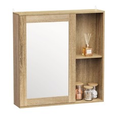 Bathroom Mirror Cabinet, Oak Wood Effect Bathroom Cabinet with Mirror, VonHaus