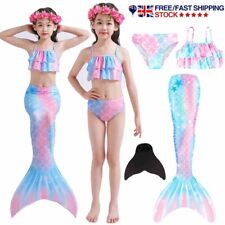 Kids Girls Mermaid Tail Swimming Costume Swimmable Bikini Set Summer Swimsuit