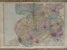 1886 South Lancashire Original Antique Hand Coloured County Map by G.W. Bacon