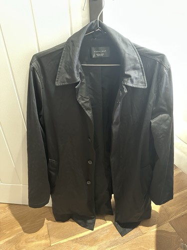 Zara mens black overcoat size - zara,