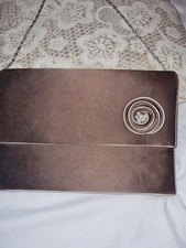 Phase Eight chocolate brown satin clutch bag