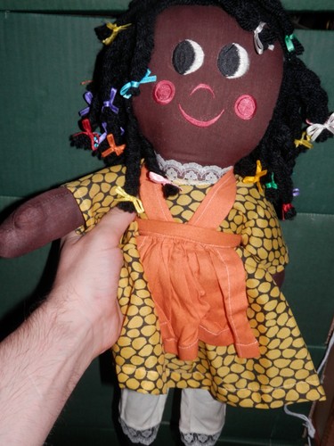 Black doll soft plush - black,
