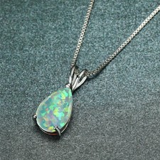 White opal stone pendant - white,