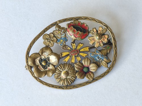 Antique flower brooch cold - flower,