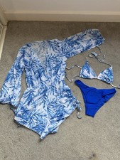 Blue Floral Print Three-Piece