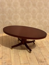 Dolls House 1/12 Scale Miniature Mahogany Oval Coffee Table With Castors