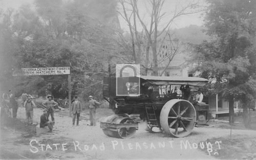 Steam roller engine road crew - steam,