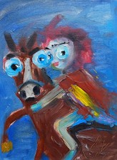 Horse rider 5x9 oil - horse,