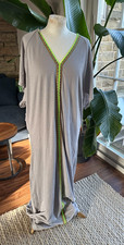 Pitusa Maxi Grey Jersey Kaftan Beach Dress One  Size  Up To 16 Braided Trim