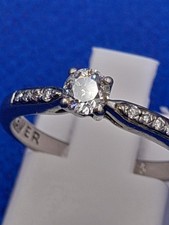 H Samuels FOREVER DIAMOND Palladium 950 0.25 Ct Ring Sz K 2.4g Boxed Certified