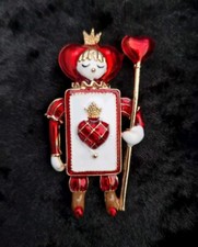 Alice In Wonderland Red Queen Heart Guard Brooch Vintage Inspired Jewellery 