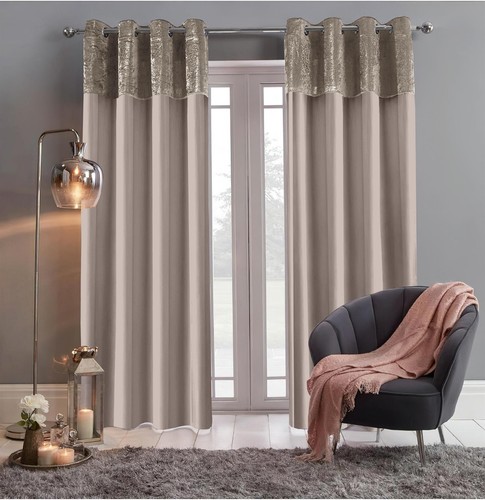 Crushed velvet band curtains - crushed,