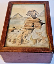 Small Wooden Box with Picture in the Lid, In Need of TLC!!