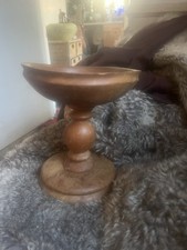 Vintage pedestal wooden dish - vintage,