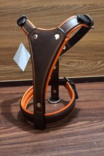 LEATHER PUPPY SMALL DOG HARNESS FULLY PADDED , STAINLESS STEEL FITTINGS