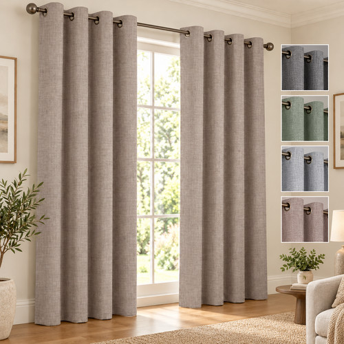 Linen thick blackout curtains - linen,