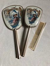 VINTAGE Venice Motif Dressing Table Vanity Set Hand Mirror Hair Brush Comb