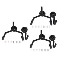 3x Metal Black Guitar Horizontal Wall Hanger Hook Slatwall Stand with Sponge