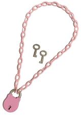 Pink Padlock Lock Necklace Pendant Charm Choker Gothic Punk Rock 2 Keys 50cm