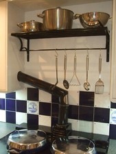 WALL MOUNTED KITCHEN PAN/UTENSIL RACK 90CM LONG/ IDEAL ABOVE AGA STOVES