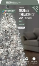 Premier 1000 LED TreeBrights Christmas Tree Lights Timer with Clear Cable WHITE