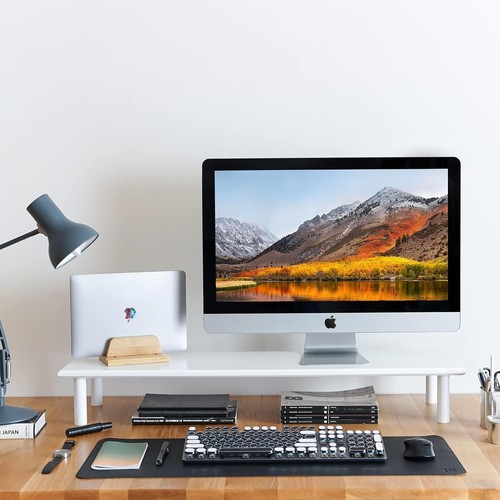 White dual monitor stand - monitor,