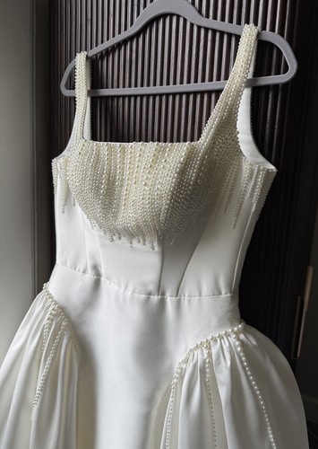 Basque mikado wedding dress - wedding,