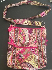 Vera Bradley Crossbody Bag/Purse ,Pink Paisley Floral, Quilted Pockets