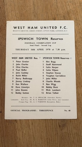 Programme 1969 west ham - programme, 1969/70
