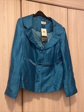 Kaliko Jacket 18 Wedding Races Party Formal Glam turquoise blue green linen 