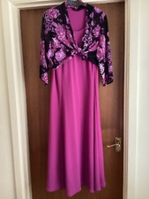 Dress - Magenta and Black Mix Dress and Attatched Bolero Size 16 by H&O Classic