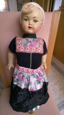 22" Pottery-Head Walking Dutch Character Doll with Wooden Body circa 1930's