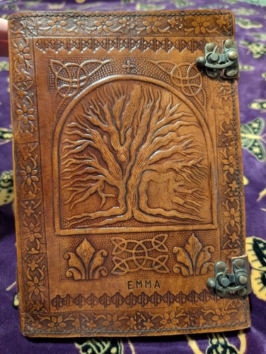 Real leather embossed grimoire - leather,