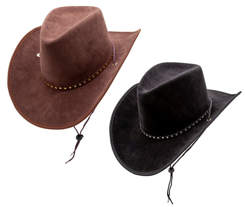 Suede cowboy hat with stars - suede,