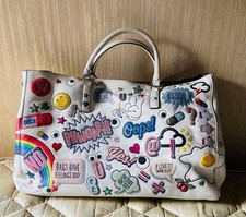 Anya Hindmarch Ebury Bag Tote Bag Sticker Pattern Off-White USED ribbon