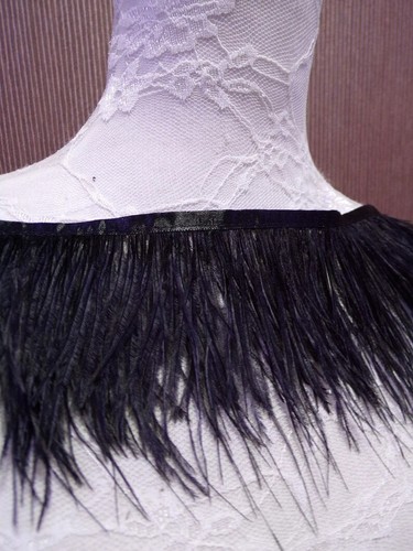 Ostrich feather trim black - feather, trim,
