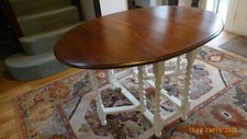Vintage Oak Barley Twist Gate Leg Folding Table,