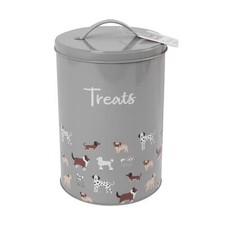 Dog Treat Tin Grey Illustrated