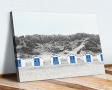 Blue beach huts black - beach,