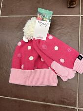 JOULES Girls Bella Bobble Hat & Mittens Set Pink Pom Pom  Age 3-7 Yrs NEW PK52