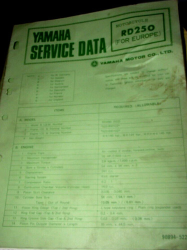Yamaha rd250 service data - yamaha,
