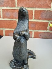 Otter Rubbing His Hands , In Resin And Bronze Ornament