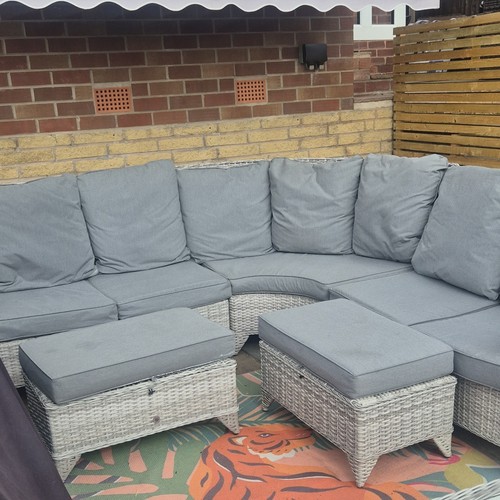 Grey rattan corner lounge - grey,